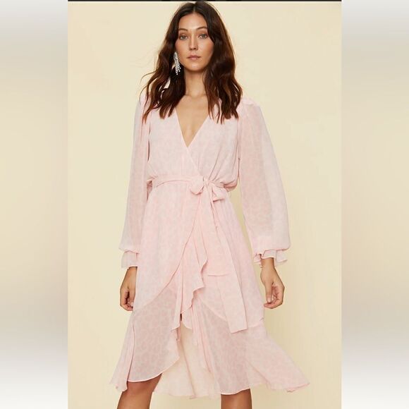 LPA Ruffle Duster With Peasant Sleeve Size Small in Pink Leopard NWT (6-21) - Picture 1 of 7